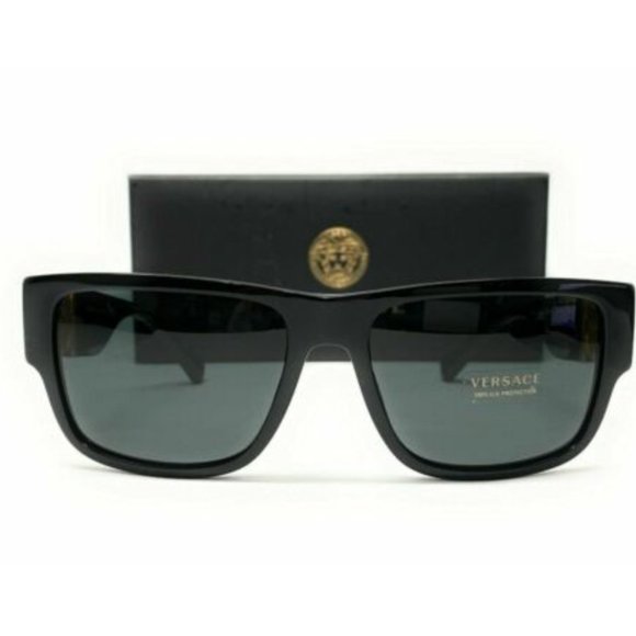 Versace Men's Black and Grey Rectangle Sunglasses - Picture 2 of 3